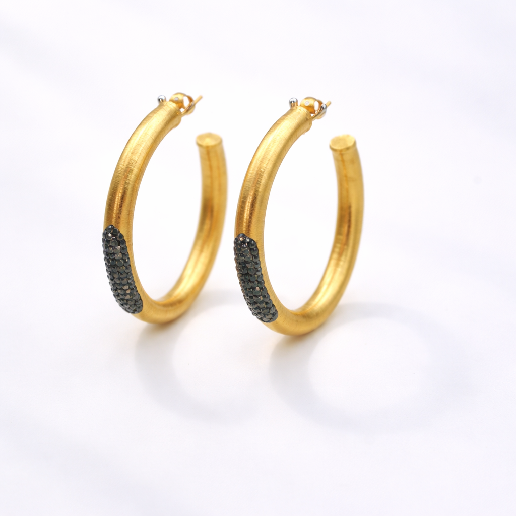 Sena Hoops with Swarovski crystals in Black
