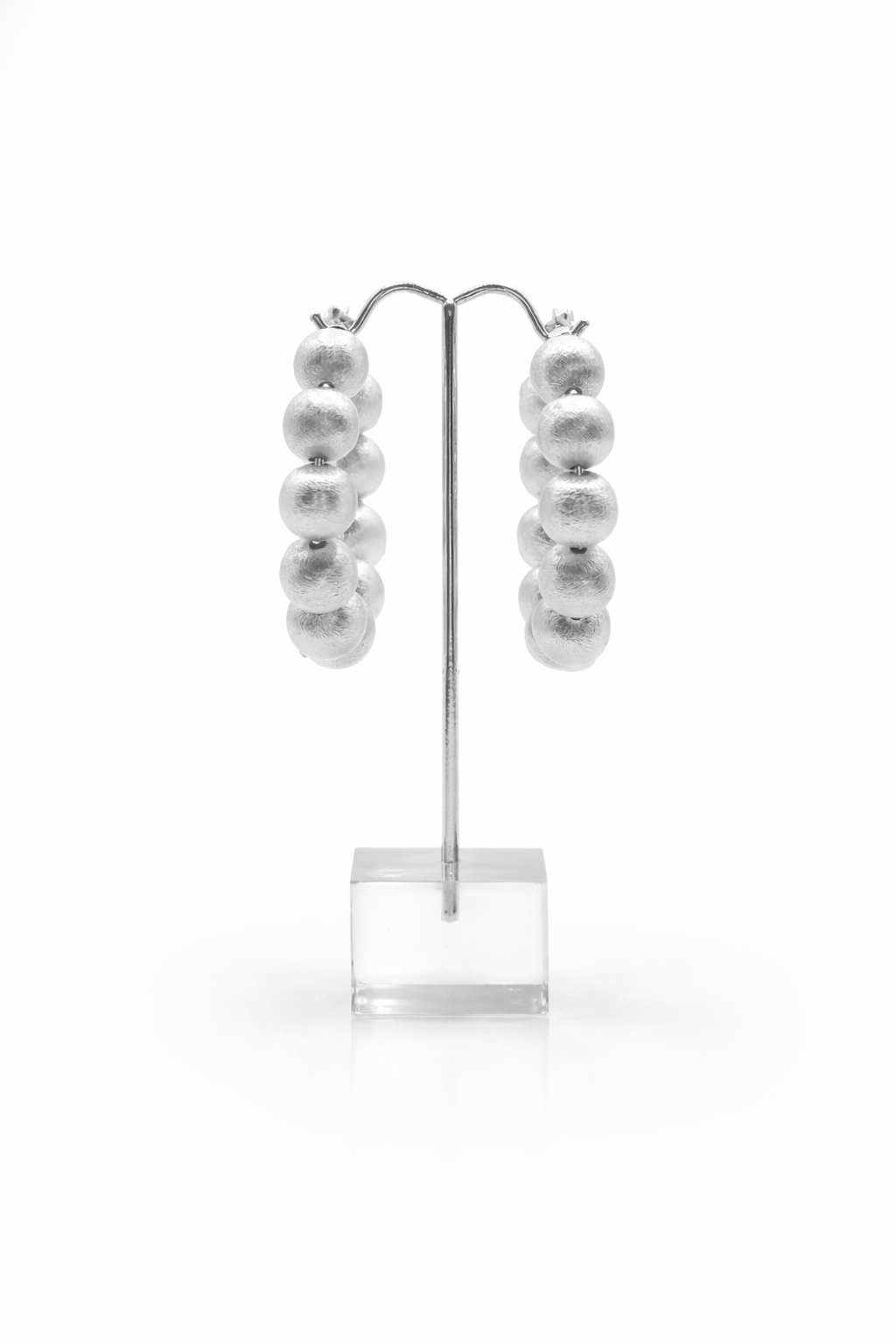 Celeste Bead Hoops in Silver