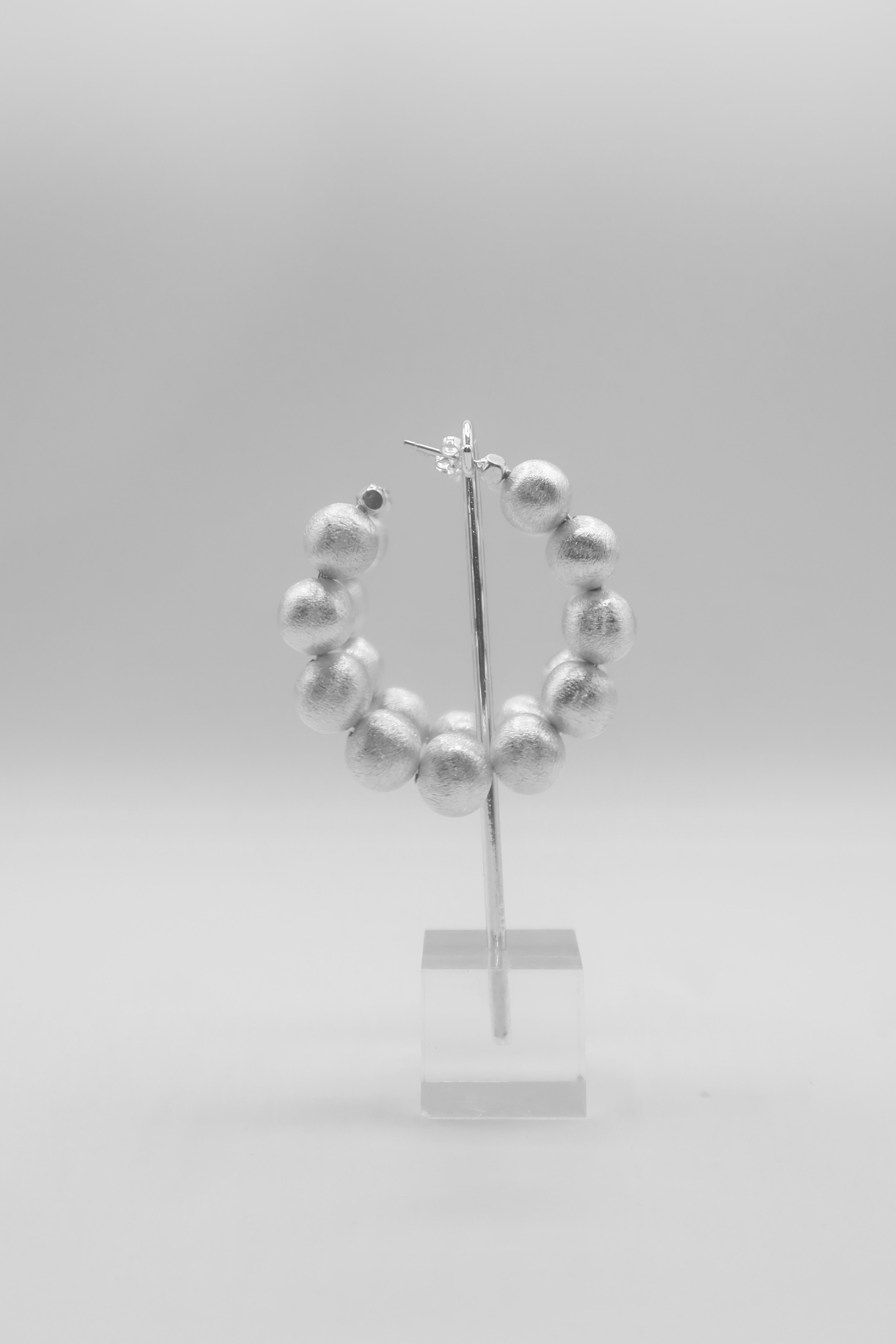 Celeste Bead Hoops in Silver