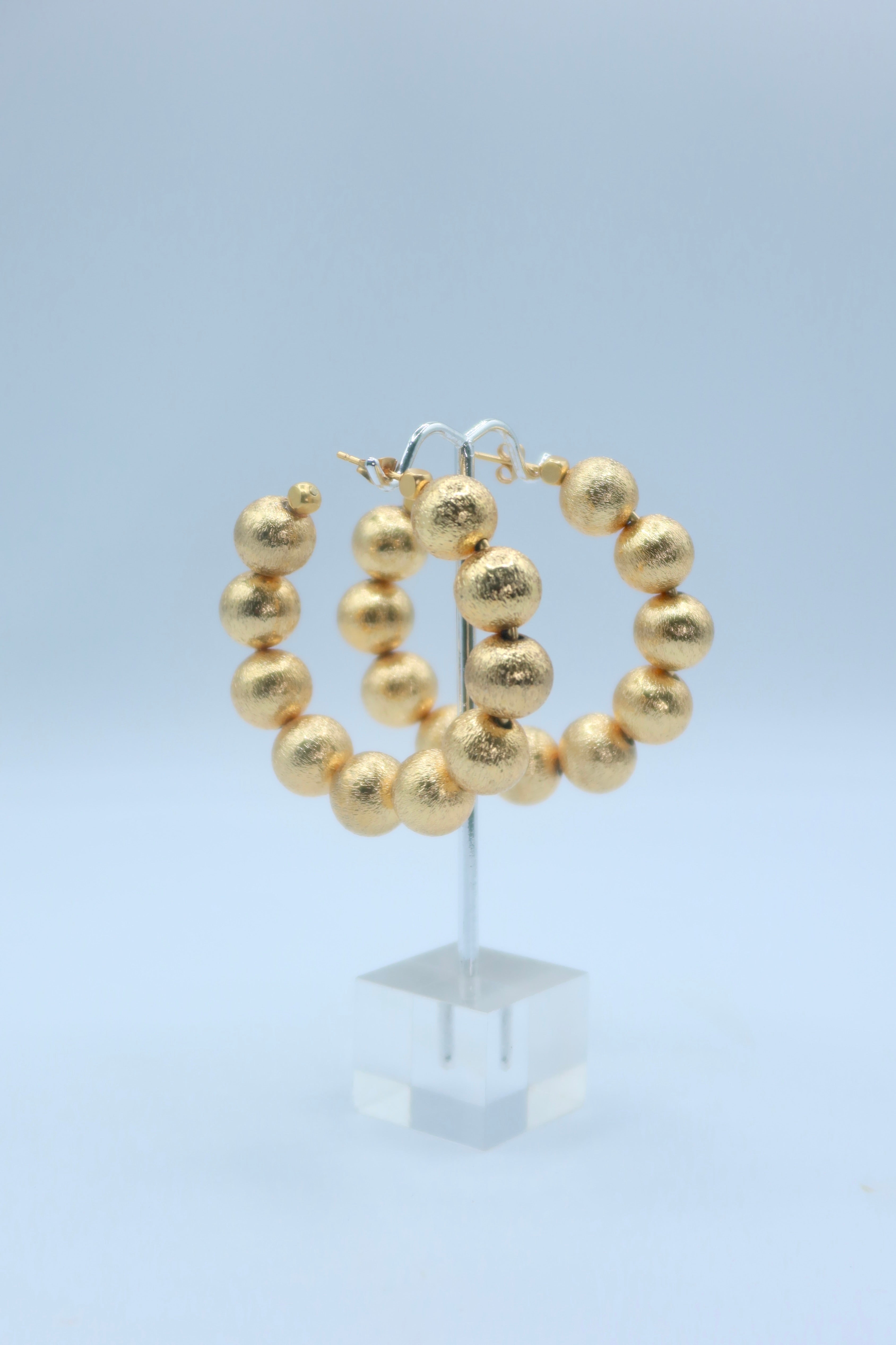 Celeste Bead Hoops in Gold
