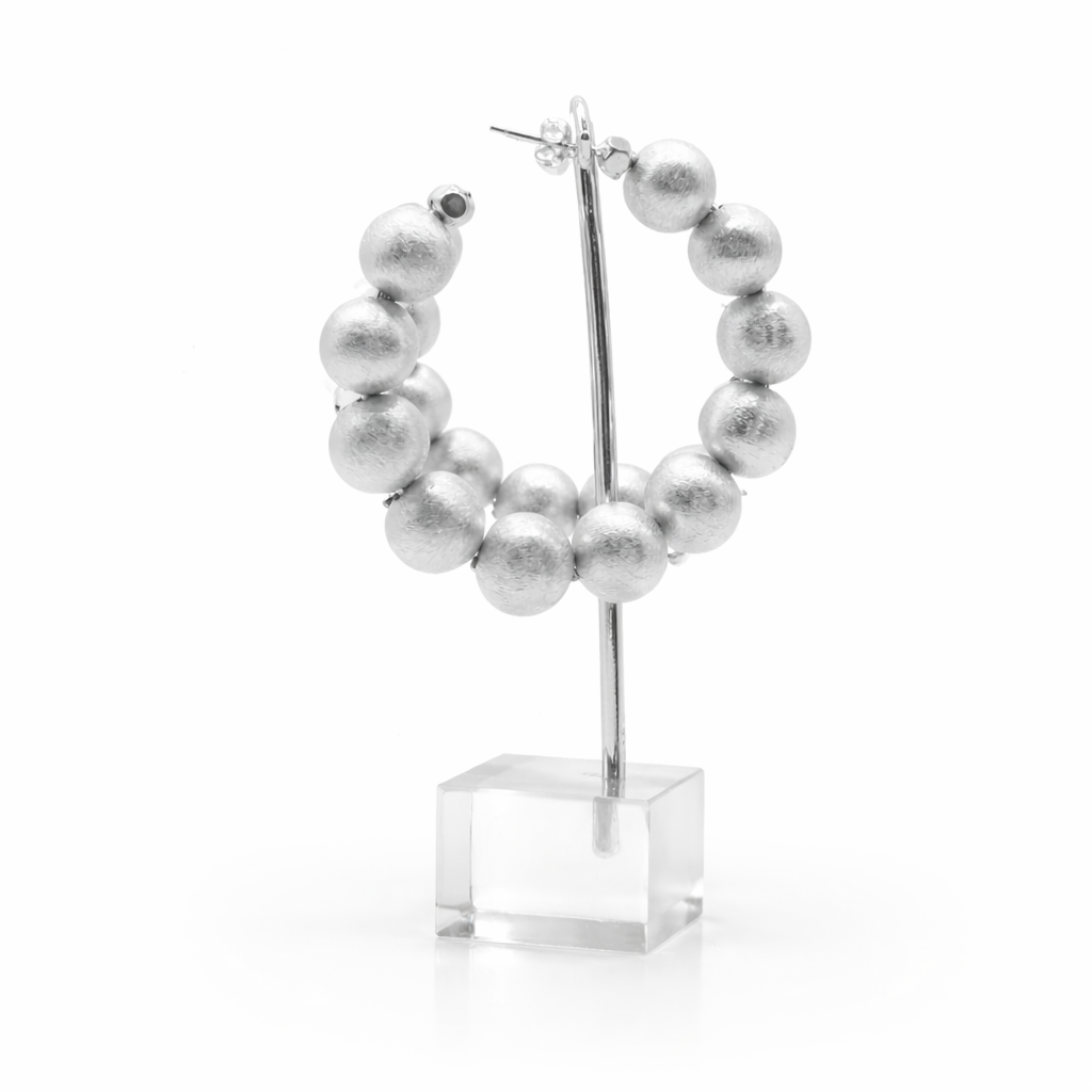 Celeste Bead Hoops in Silver