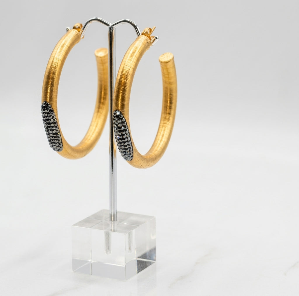 Sena Hoops with Swarovski crystals in Black