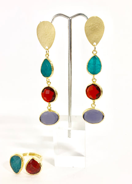 HANGING STONES EARRING SET 4
