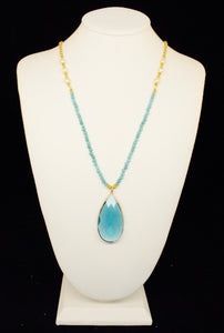 BIG CRYSTAL DROP PENDANT NECKLACE