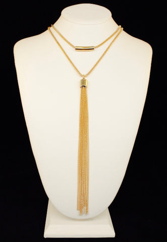 DOBLE CHAIN CHOKER WITH LONG TASSEL