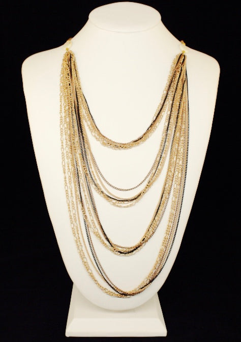 GOLD, ROSE AND BLACK LAYERING CHAIN