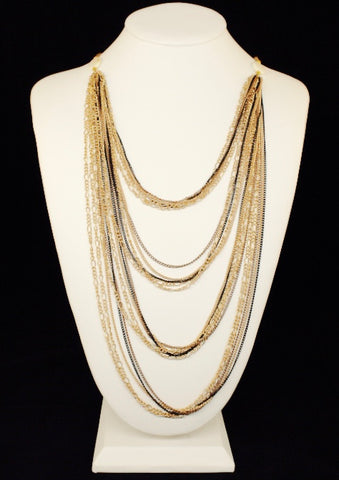 GOLD, ROSE AND BLACK LAYERING CHAIN