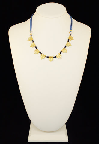 LEATHER CHOKER WITH GOLD FLAGS