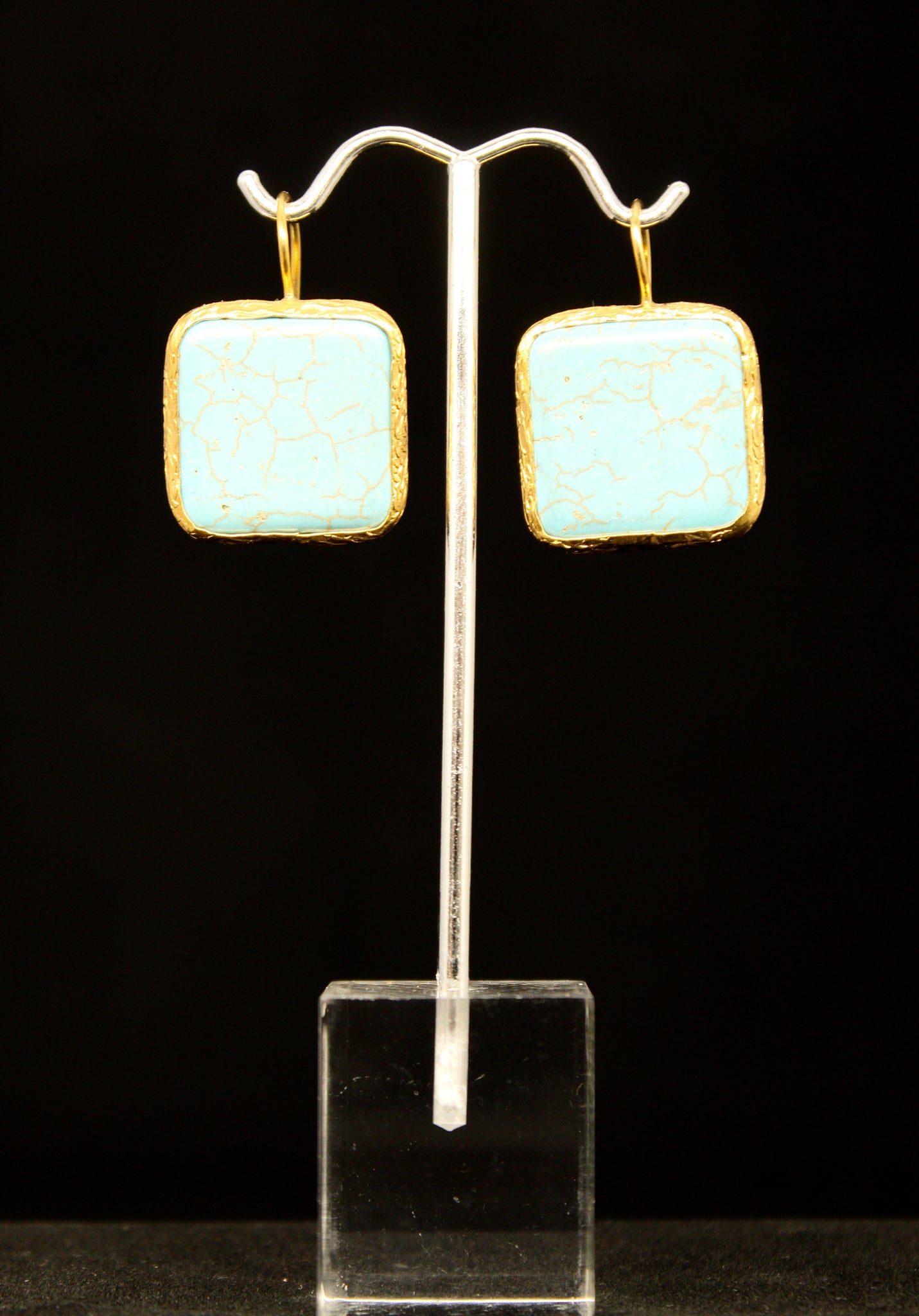 TURQUOISE SQUARE STONE EARRINGS
