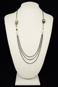 LAYERING CHAIN WITH DRUZY STONE NECKLACE