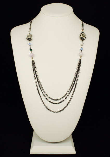 LAYERING CHAIN WITH DRUZY STONE NECKLACE
