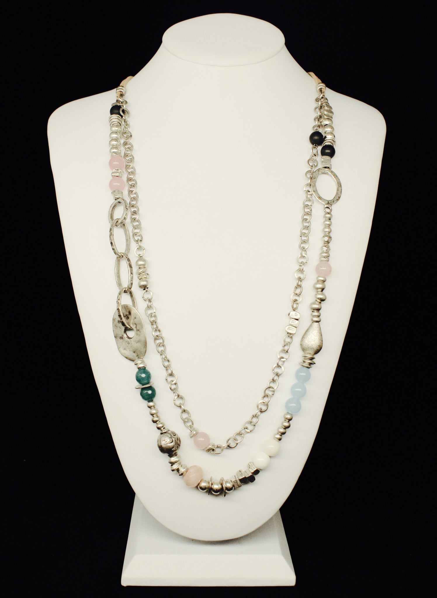 SAMAC LAYERING CHAIN WITH BEADS NECKLACE