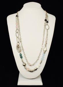 SAMAC LAYERING CHAIN WITH BEADS NECKLACE