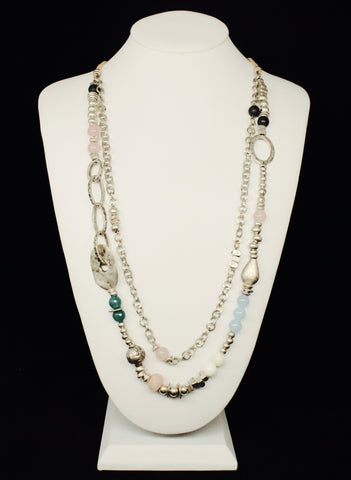 SAMAC LAYERING CHAIN WITH BEADS NECKLACE