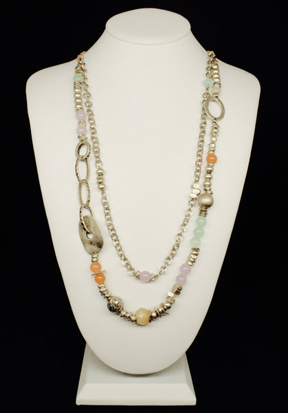 SAMAC LAYERING CHAIN WITH BEADS NECKLACE