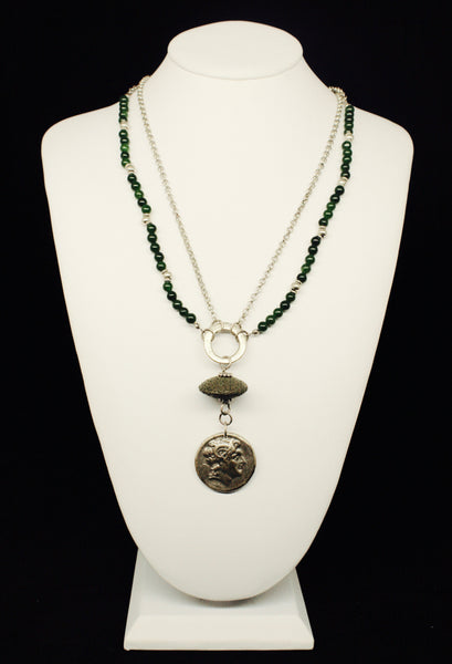 ZAMAC MEDALLION VOLCANIC STONE NECKLACE
