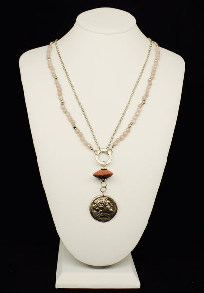 ZAMAC MEDALLION VOLCANIC STONE NECKLACE