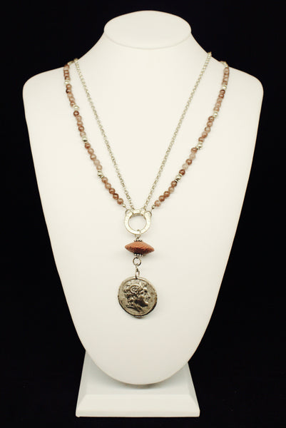 ZAMAC MEDALLION VOLCANIC STONE NECKLACE