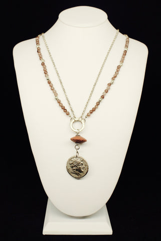 ZAMAC MEDALLION VOLCANIC STONE NECKLACE